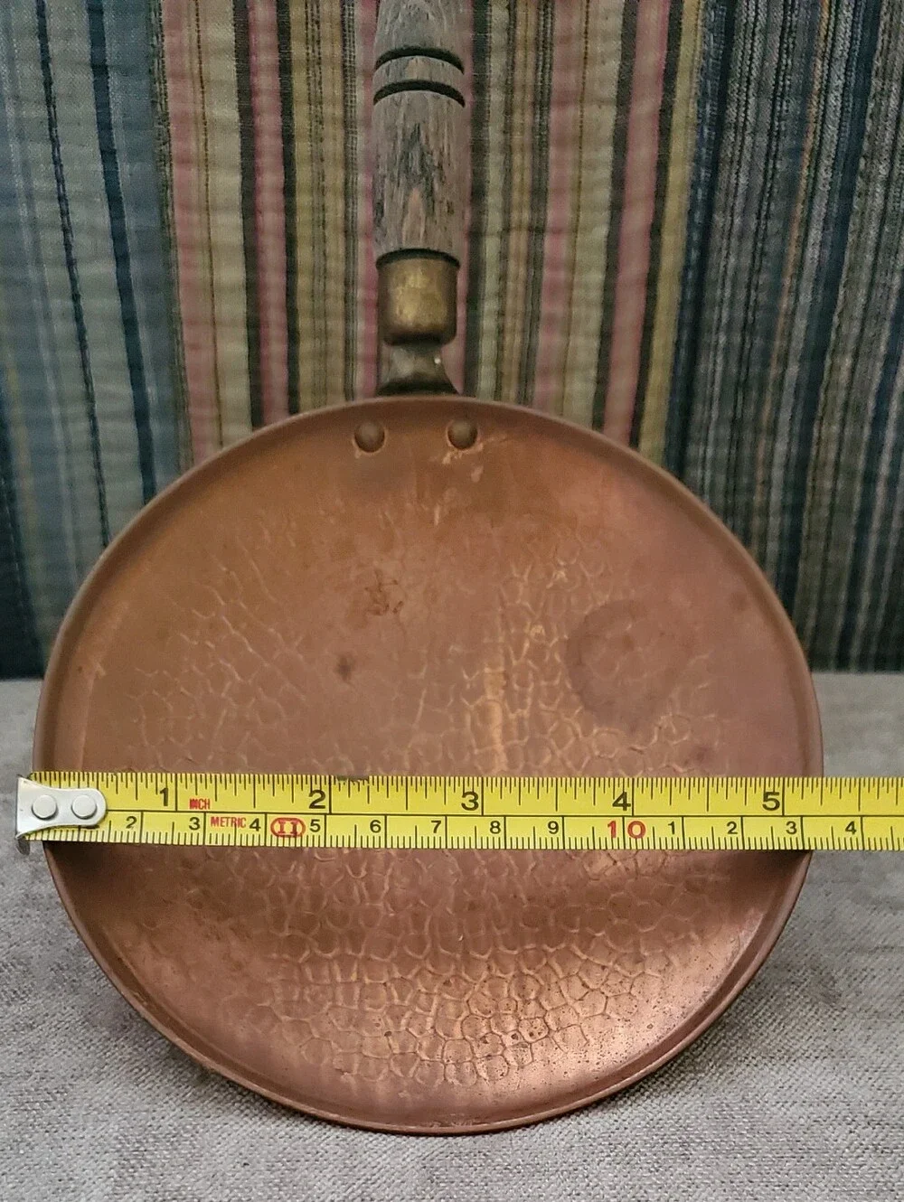 Vintage Hammered Copper Ladle/Spoon With Wood Handle And Brass Hardware